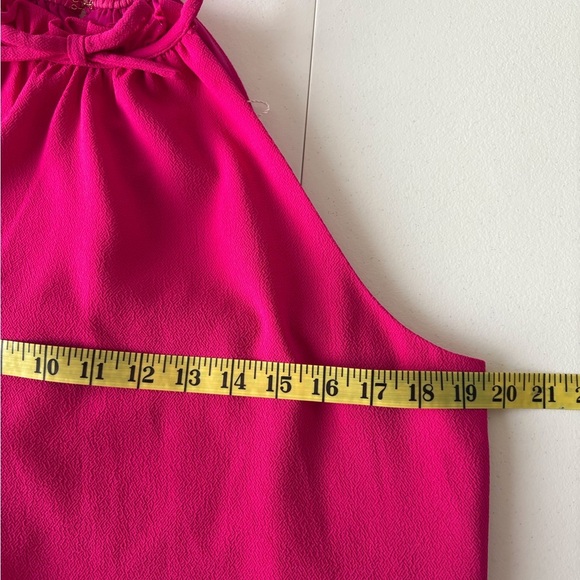 Trina Turk Hot Pink Halter Bow Lined Size 8 Dress Cocktail Wedding Date Night - Picture 10 of 11